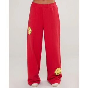 Samii Ryan Smiley Red Straight Leg Sweatpants $98rt sz S